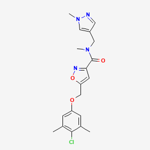 molecular formula C19H21ClN4O3 B4969914 5-[(4-chloro-3,5-dimethylphenoxy)methyl]-N-methyl-N-[(1-methyl-1H-pyrazol-4-yl)methyl]-3-isoxazolecarboxamide 