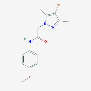 molecular formula C14H16BrN3O2 B496993 2-(4-bromo-3,5-dimethyl-1H-pyrazol-1-yl)-N-(4-methoxyphenyl)acetamide CAS No. 957494-95-0