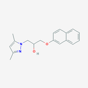 molecular formula C18H20N2O2 B496994 1-(3,5-dimethyl-1H-pyrazol-1-yl)-3-(naphthalen-2-yloxy)propan-2-ol CAS No. 890642-71-4