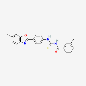 molecular formula C24H21N3O2S B4969950 3,4-dimethyl-N-({[4-(6-methyl-1,3-benzoxazol-2-yl)phenyl]amino}carbonothioyl)benzamide 