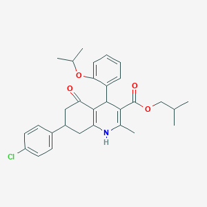 2-Methylpropyl 7-(4-chlorophenyl)-2-methyl-5-oxo-4-[2-(propan-2-yloxy)phenyl]-1,4,5,6,7,8-hexahydroquinoline-3-carboxylate