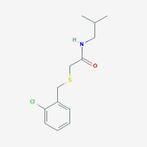 molecular formula C13H18ClNOS B4970026 2-[(2-chlorobenzyl)thio]-N-isobutylacetamide 