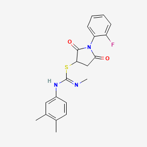 molecular formula C20H20FN3O2S B4970038 1-(2-fluorophenyl)-2,5-dioxo-3-pyrrolidinyl N'-(3,4-dimethylphenyl)-N-methylimidothiocarbamate 