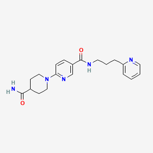 molecular formula C20H25N5O2 B4970080 6-[4-(aminocarbonyl)-1-piperidinyl]-N-[3-(2-pyridinyl)propyl]nicotinamide 