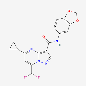 molecular formula C18H14F2N4O3 B4970084 N-1,3-benzodioxol-5-yl-5-cyclopropyl-7-(difluoromethyl)pyrazolo[1,5-a]pyrimidine-3-carboxamide 