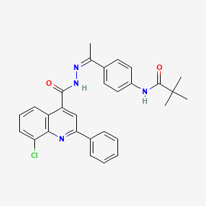 molecular formula C29H27ClN4O2 B4970092 N-(4-{N-[(8-chloro-2-phenyl-4-quinolinyl)carbonyl]ethanehydrazonoyl}phenyl)-2,2-dimethylpropanamide 