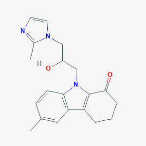 molecular formula C20H23N3O2 B497021 9-(2-hydroxy-3-(2-methyl-1H-imidazol-1-yl)propyl)-6-methyl-2,3,4,9-tetrahydro-1H-carbazol-1-one CAS No. 799252-02-1