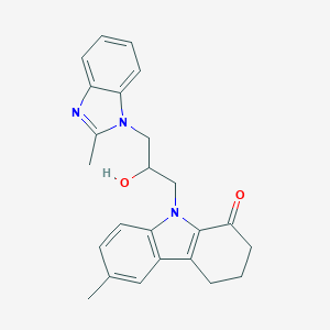 molecular formula C24H25N3O2 B497022 9-[2-hydroxy-3-(2-methyl-1-benzimidazolyl)propyl]-6-methyl-3,4-dihydro-2H-carbazol-1-one 