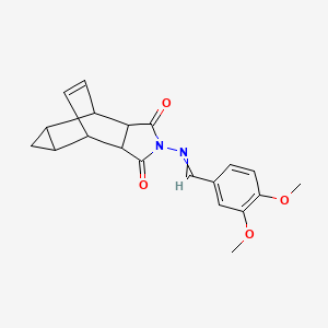molecular formula C20H20N2O4 B4970263 4-[(3,4-dimethoxybenzylidene)amino]-4-azatetracyclo[5.3.2.0~2,6~.0~8,10~]dodec-11-ene-3,5-dione 