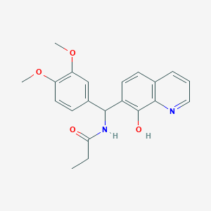 molecular formula C21H22N2O4 B4970270 N-[(3,4-dimethoxyphenyl)(8-hydroxy-7-quinolinyl)methyl]propanamide 