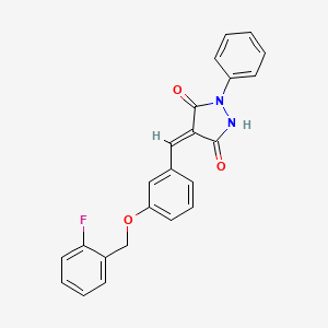molecular formula C23H17FN2O3 B4970385 4-{3-[(2-fluorobenzyl)oxy]benzylidene}-1-phenyl-3,5-pyrazolidinedione 