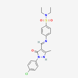 molecular formula C21H23ClN4O3S B4970436 4-({[1-(4-chlorophenyl)-3-methyl-5-oxo-1,5-dihydro-4H-pyrazol-4-ylidene]methyl}amino)-N,N-diethylbenzenesulfonamide 