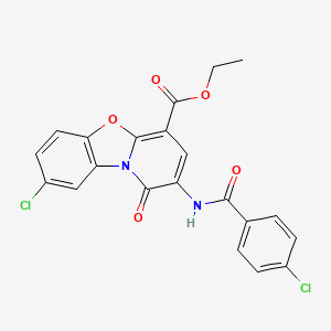 ethyl 8-chloro-2-[(4-chlorobenzoyl)amino]-1-oxo-1H-pyrido[2,1-b][1,3]benzoxazole-4-carboxylate