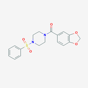 molecular formula C18H18N2O5S B497049 1-(1,3-Benzodioxol-5-ylcarbonyl)-4-(phenylsulfonyl)piperazine CAS No. 775299-35-9
