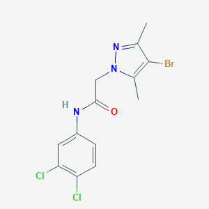 molecular formula C13H12BrCl2N3O B497051 2-(4-bromo-3,5-dimethyl-1H-pyrazol-1-yl)-N-(3,4-dichlorophenyl)acetamide 