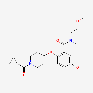 molecular formula C21H30N2O5 B4970510 2-{[1-(cyclopropylcarbonyl)-4-piperidinyl]oxy}-5-methoxy-N-(2-methoxyethyl)-N-methylbenzamide 