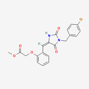 molecular formula C20H17BrN2O5 B4970533 methyl (2-{[1-(4-bromobenzyl)-2,5-dioxo-4-imidazolidinylidene]methyl}phenoxy)acetate 