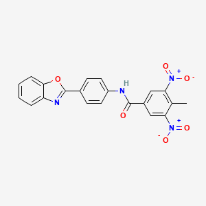 molecular formula C21H14N4O6 B4970553 N-[4-(1,3-benzoxazol-2-yl)phenyl]-4-methyl-3,5-dinitrobenzamide 