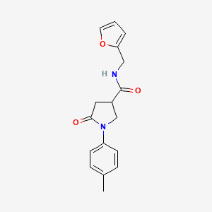 molecular formula C17H18N2O3 B4970565 N-(2-furylmethyl)-1-(4-methylphenyl)-5-oxo-3-pyrrolidinecarboxamide 