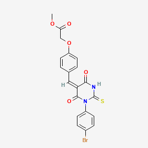 molecular formula C20H15BrN2O5S B4970598 methyl (4-{[1-(4-bromophenyl)-4,6-dioxo-2-thioxotetrahydro-5(2H)-pyrimidinylidene]methyl}phenoxy)acetate 