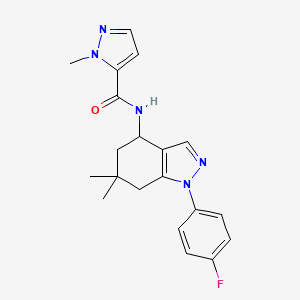 molecular formula C20H22FN5O B4970619 N-[1-(4-fluorophenyl)-6,6-dimethyl-4,5,6,7-tetrahydro-1H-indazol-4-yl]-1-methyl-1H-pyrazole-5-carboxamide 
