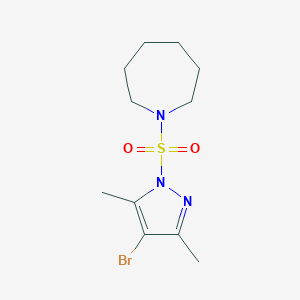 molecular formula C11H18BrN3O2S B497062 1-[(4-bromo-3,5-dimethyl-1H-pyrazol-1-yl)sulfonyl]azepane 