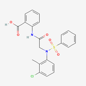 molecular formula C22H19ClN2O5S B4970624 2-{[N-(3-chloro-2-methylphenyl)-N-(phenylsulfonyl)glycyl]amino}benzoic acid 