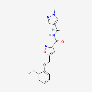 molecular formula C18H20N4O3S B4970701 N-[1-(1-methyl-1H-pyrazol-4-yl)ethyl]-5-{[2-(methylthio)phenoxy]methyl}-3-isoxazolecarboxamide 
