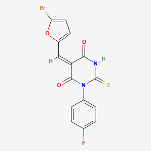 5-[(5-bromo-2-furyl)methylene]-1-(4-fluorophenyl)-2-thioxodihydro-4,6(1H,5H)-pyrimidinedione