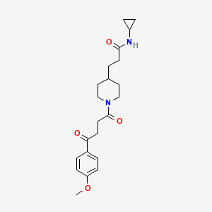 molecular formula C22H30N2O4 B4970764 N-cyclopropyl-3-{1-[4-(4-methoxyphenyl)-4-oxobutanoyl]-4-piperidinyl}propanamide 