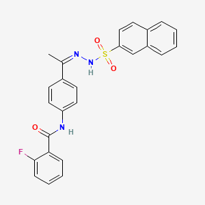 molecular formula C25H20FN3O3S B4970811 2-fluoro-N-{4-[N-(2-naphthylsulfonyl)ethanehydrazonoyl]phenyl}benzamide 