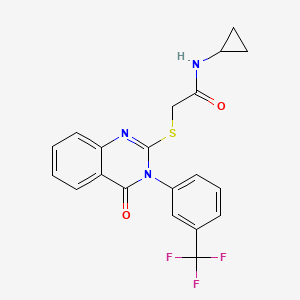 molecular formula C20H16F3N3O2S B4970825 N-cyclopropyl-2-({4-oxo-3-[3-(trifluoromethyl)phenyl]-3,4-dihydro-2-quinazolinyl}thio)acetamide 