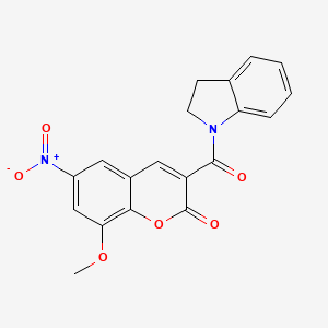 molecular formula C19H14N2O6 B4970833 3-(2,3-dihydro-1H-indol-1-ylcarbonyl)-8-methoxy-6-nitro-2H-chromen-2-one 