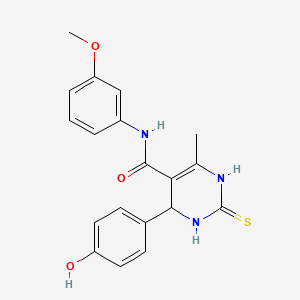 molecular formula C19H19N3O3S B4970855 4-(4-hydroxyphenyl)-N-(3-methoxyphenyl)-6-methyl-2-thioxo-1,2,3,4-tetrahydro-5-pyrimidinecarboxamide 
