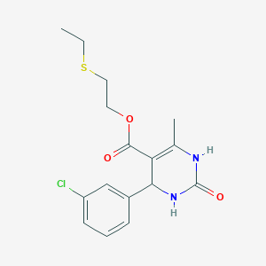 molecular formula C16H19ClN2O3S B4970868 2-(ethylthio)ethyl 4-(3-chlorophenyl)-6-methyl-2-oxo-1,2,3,4-tetrahydro-5-pyrimidinecarboxylate 