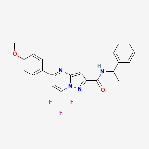 molecular formula C23H19F3N4O2 B4970874 5-(4-methoxyphenyl)-N-(1-phenylethyl)-7-(trifluoromethyl)pyrazolo[1,5-a]pyrimidine-2-carboxamide 