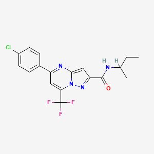 molecular formula C18H16ClF3N4O B4970879 N-(sec-butyl)-5-(4-chlorophenyl)-7-(trifluoromethyl)pyrazolo[1,5-a]pyrimidine-2-carboxamide 