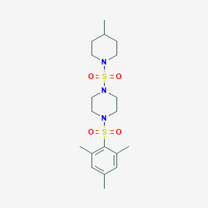 molecular formula C19H31N3O4S2 B497092 1-(Mesitylsulfonyl)-4-[(4-methyl-1-piperidinyl)sulfonyl]piperazine CAS No. 879053-92-6