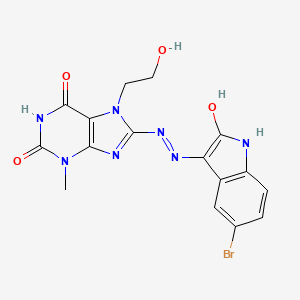 8-[2-(5-bromo-2-oxo-1,2-dihydro-3H-indol-3-ylidene)hydrazino]-7-(2-hydroxyethyl)-3-methyl-3,7-dihydro-1H-purine-2,6-dione