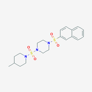 molecular formula C20H27N3O4S2 B497094 1-[(4-Methylpiperidyl)sulfonyl]-4-(2-naphthylsulfonyl)piperazine CAS No. 879054-11-2