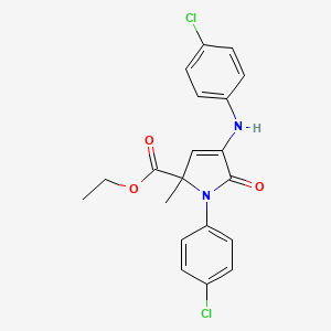 molecular formula C20H18Cl2N2O3 B4970958 ethyl 1-(4-chlorophenyl)-4-[(4-chlorophenyl)amino]-2-methyl-5-oxo-2,5-dihydro-1H-pyrrole-2-carboxylate 