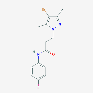 molecular formula C14H15BrFN3O B497097 3-(4-bromo-3,5-dimethyl-1H-pyrazol-1-yl)-N-(4-fluorophenyl)propanamide CAS No. 890598-69-3