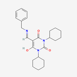 5-[(benzylamino)methylene]-1,3-dicyclohexyl-2,4,6(1H,3H,5H)-pyrimidinetrione