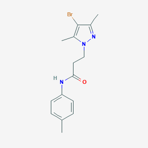 molecular formula C15H18BrN3O B497098 3-(4-bromo-3,5-dimethyl-1H-pyrazol-1-yl)-N-(4-methylphenyl)propanamide CAS No. 890598-72-8