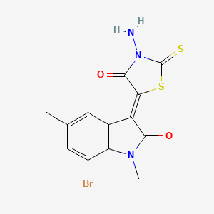 3-(3-amino-4-oxo-2-thioxo-1,3-thiazolidin-5-ylidene)-7-bromo-1,5-dimethyl-1,3-dihydro-2H-indol-2-one