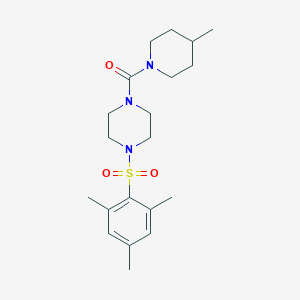 molecular formula C20H31N3O3S B497106 (4-(Mesitylsulfonyl)piperazin-1-yl)(4-methylpiperidin-1-yl)methanone CAS No. 890601-54-4