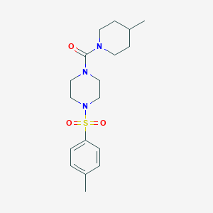 molecular formula C18H27N3O3S B497107 1-[(4-Methylphenyl)sulfonyl]-4-[(4-methyl-1-piperidinyl)carbonyl]piperazine 