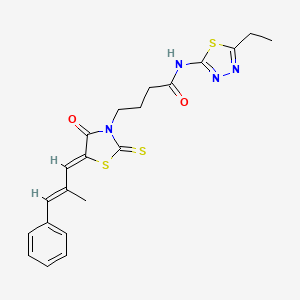 molecular formula C21H22N4O2S3 B4971103 N-(5-ethyl-1,3,4-thiadiazol-2-yl)-4-[5-(2-methyl-3-phenyl-2-propen-1-ylidene)-4-oxo-2-thioxo-1,3-thiazolidin-3-yl]butanamide 