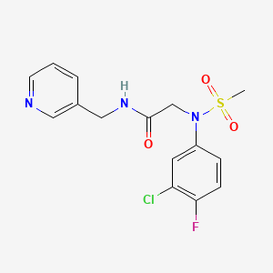 molecular formula C15H15ClFN3O3S B4971105 N~2~-(3-chloro-4-fluorophenyl)-N~2~-(methylsulfonyl)-N~1~-(3-pyridinylmethyl)glycinamide 