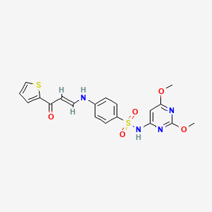 molecular formula C19H18N4O5S2 B4971122 N-(2,6-dimethoxy-4-pyrimidinyl)-4-{[3-oxo-3-(2-thienyl)-1-propen-1-yl]amino}benzenesulfonamide 